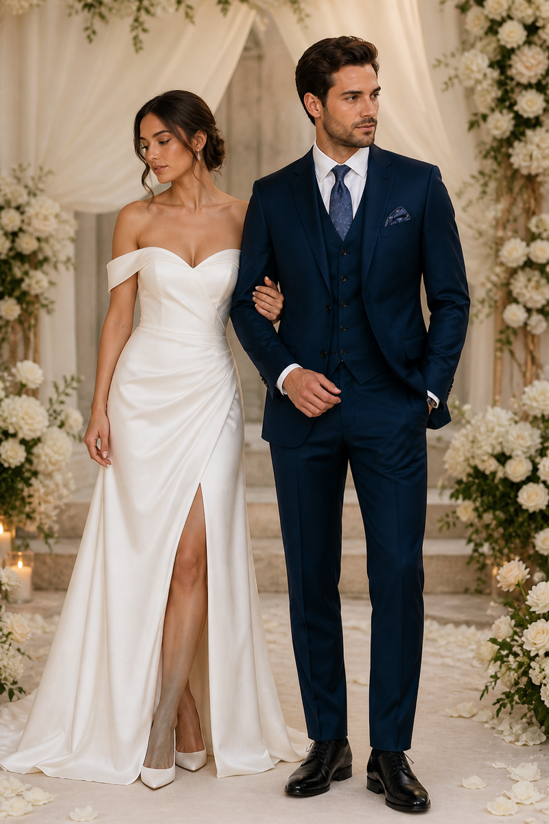 Indigo Bright Blue Athletic Cut Classic Suits