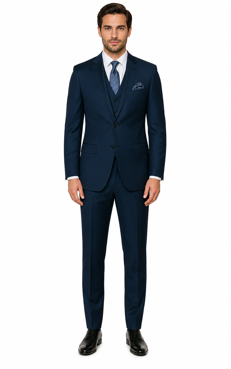Indigo Bright Blue Athletic Cut Classic Suits