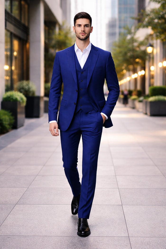 Porto Slim Fit, Pure Wool Suit & Vest by Tiglio Luxe TIG1036