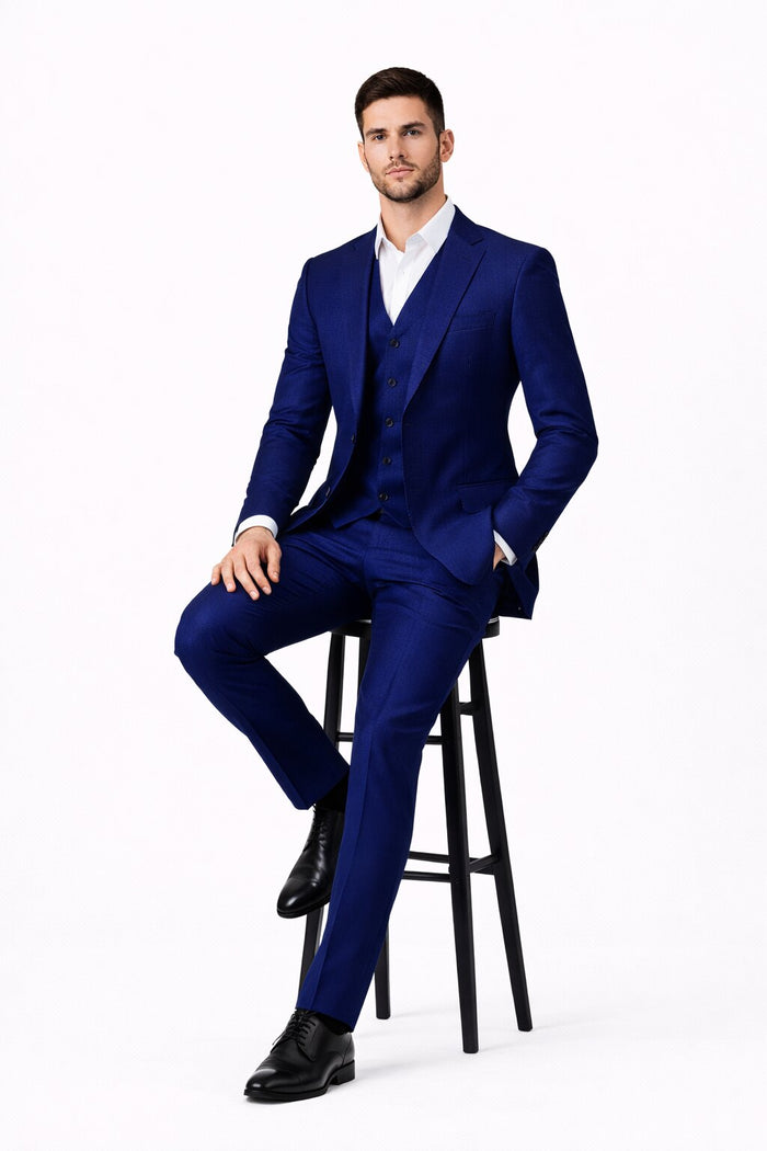 Porto Slim Fit, Pure Wool Suit & Vest by Tiglio Luxe TIG1036