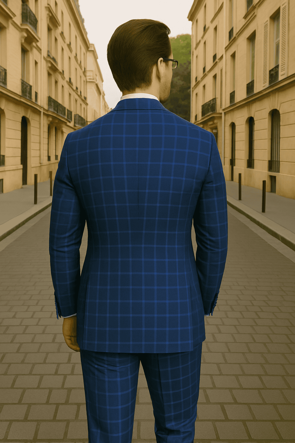 Wool Suit - Italian Made Business Suit by Statement Men's 3 Piece 100% Wool Modern Fit Suit - Classic Plaid Pattern