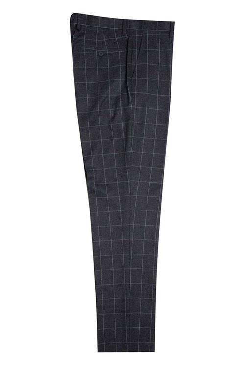 Mens Stacy Adams Suit - Stacy Adams Suit Men's Charcoal Grey Windowpane Plaid Suit - Two Button Vested Peak Lapel