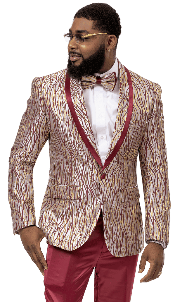 Ivory and Burgundy Tuxedo - Flower Floral Suit - Paisley Suit – Alberto ...