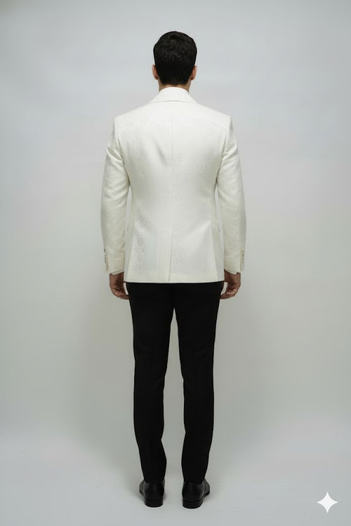 Ivory Dinner Jacket Blazer Cream Paisley Wedding Tuxedo Jacket