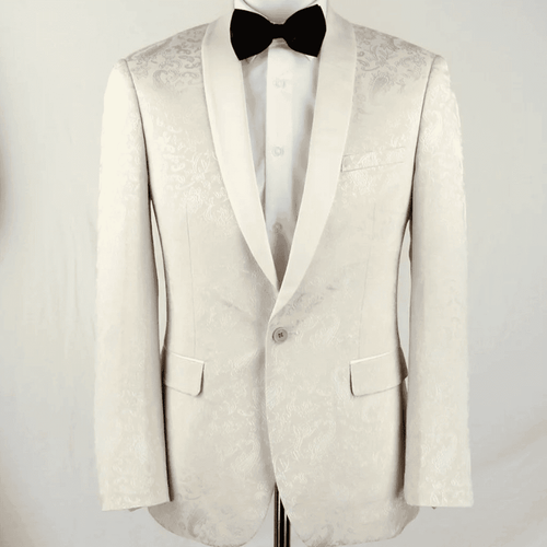 Ivory Dinner Jacket - Ivory Blazer - Cream Paisley Wedding Tuxedo Jacket - AlbertoNardoniStore