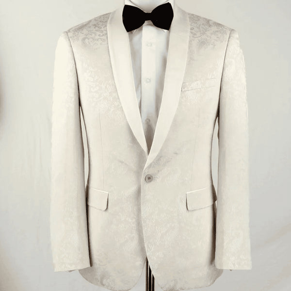 Ivory Dinner Jacket - Ivory Blazer - Cream Paisley Wedding Tuxedo Jacket - AlbertoNardoniStore