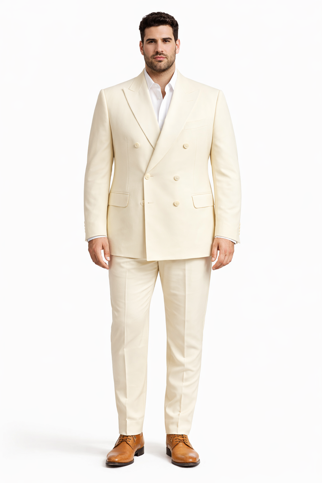 Ivory Double Breasted Tuxedo Dinner Jacket - Cream Dinner - Off White