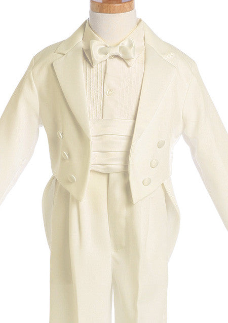 Mens Ivory Tails Tuxedo Set – Satin Cummerbund with Matching Bow Tie