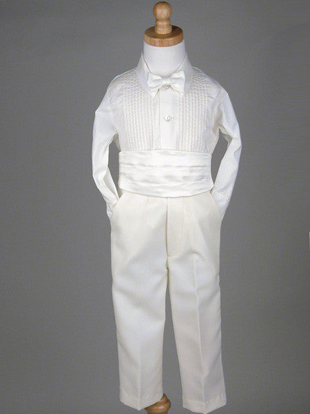 Mens Ivory Tails Tuxedo Set – Satin Cummerbund with Matching Bow Tie