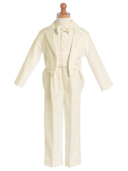 Mens Ivory Tails Tuxedo Set – Satin Cummerbund with Matching Bow Tie