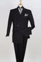 Apollo King "Men's Double Breasted Wool Suit - Solid Black, Three Quarter Length"