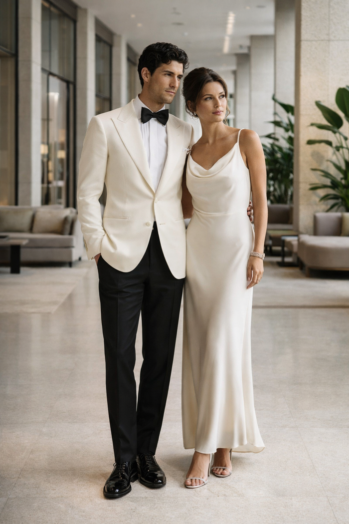 James Bond White Tuxedo - Five Functional Buttoned Cuffs