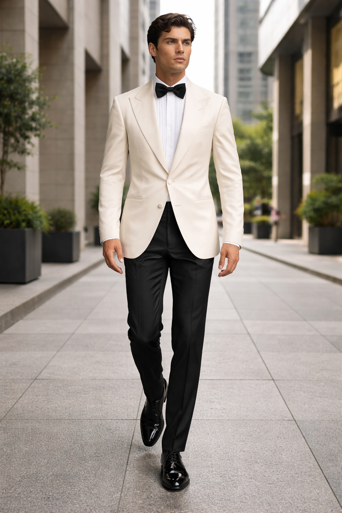 James Bond White Tuxedo - Five Functional Buttoned Cuffs