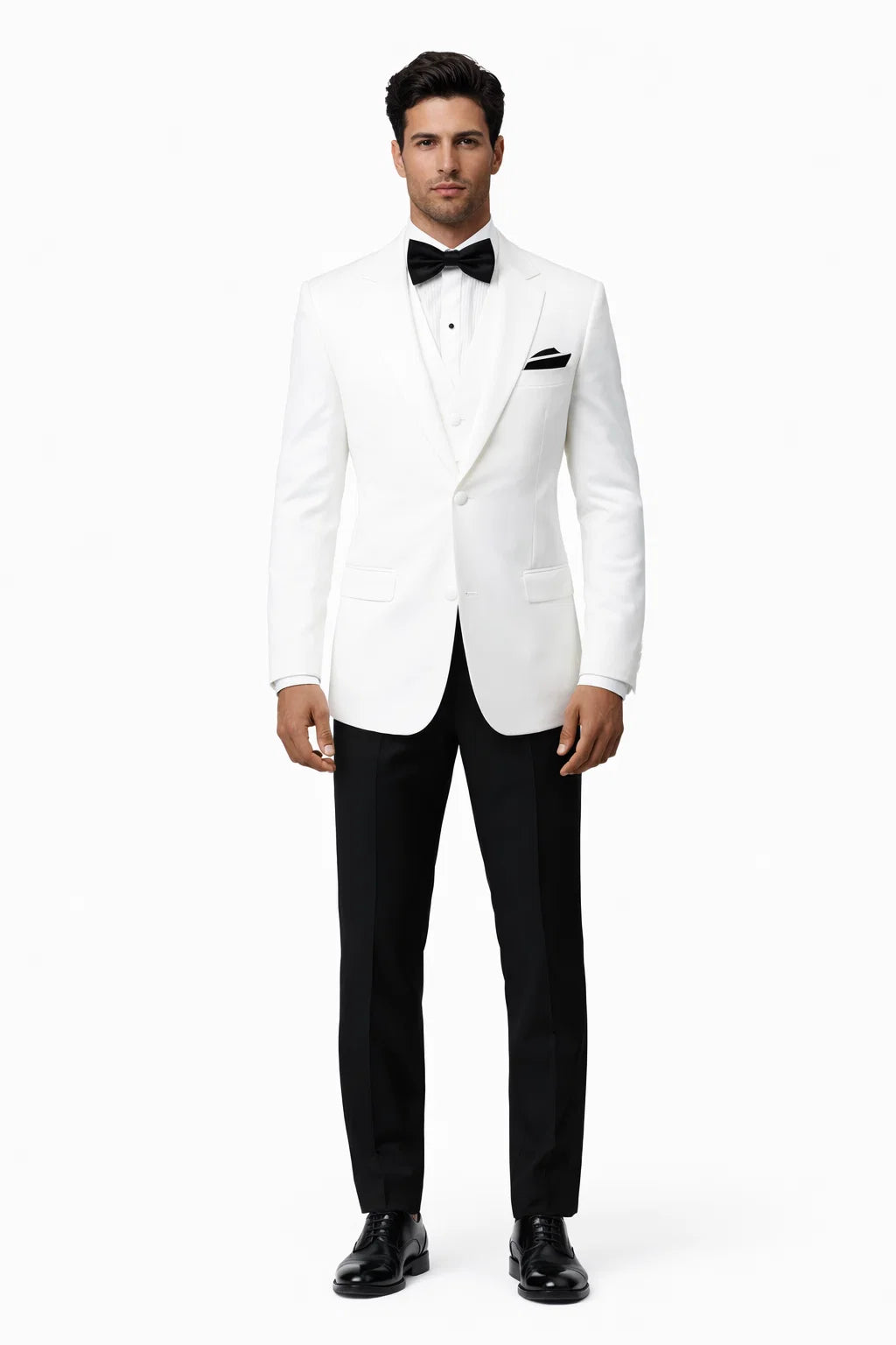James Bond White Tuxedo - Wide Peak Lapel Collar