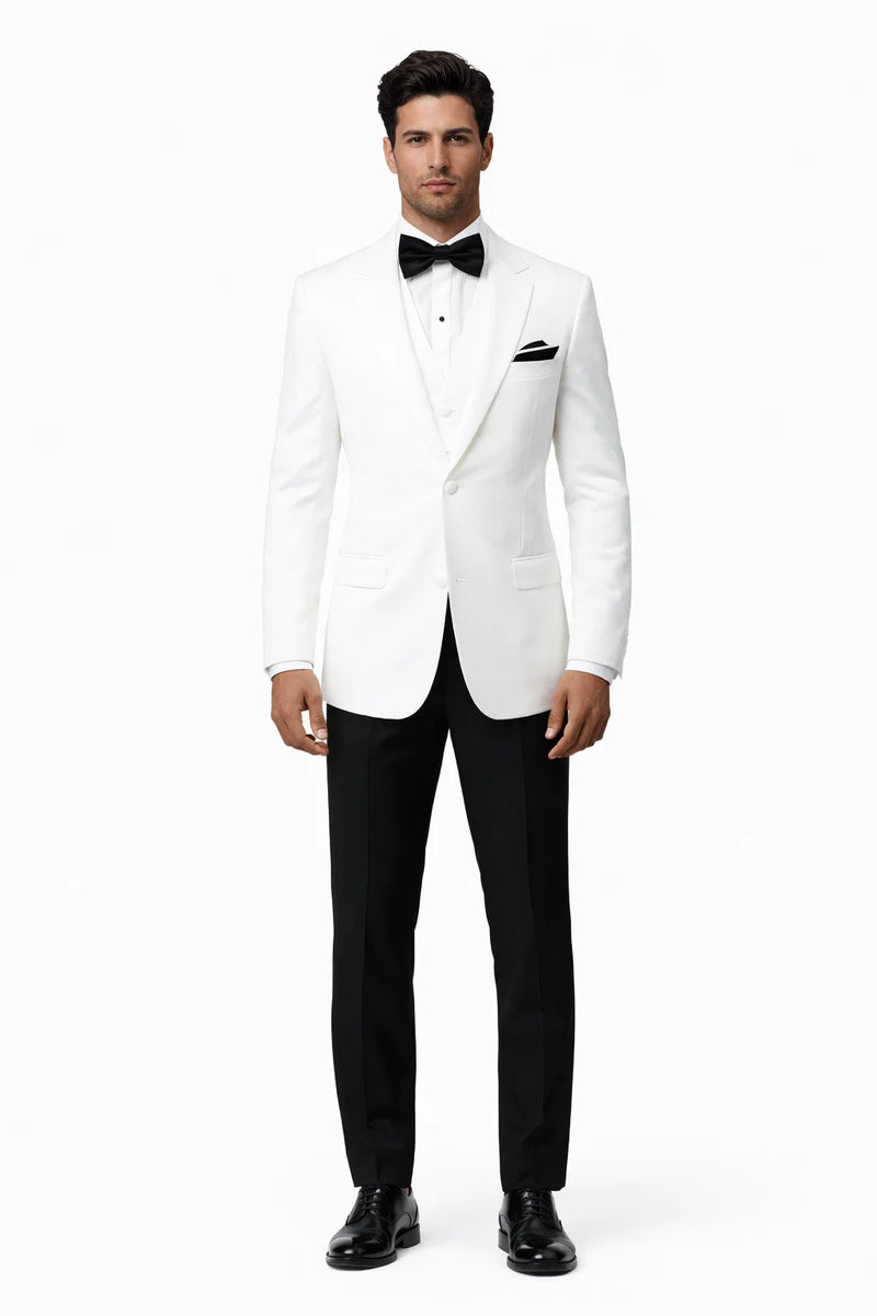 James Bond White Tuxedo - Wide Peak Lapel Collar