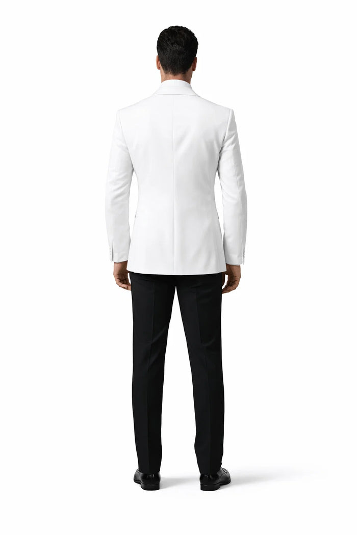 James Bond White Tuxedo - Wide Peak Lapel Collar
