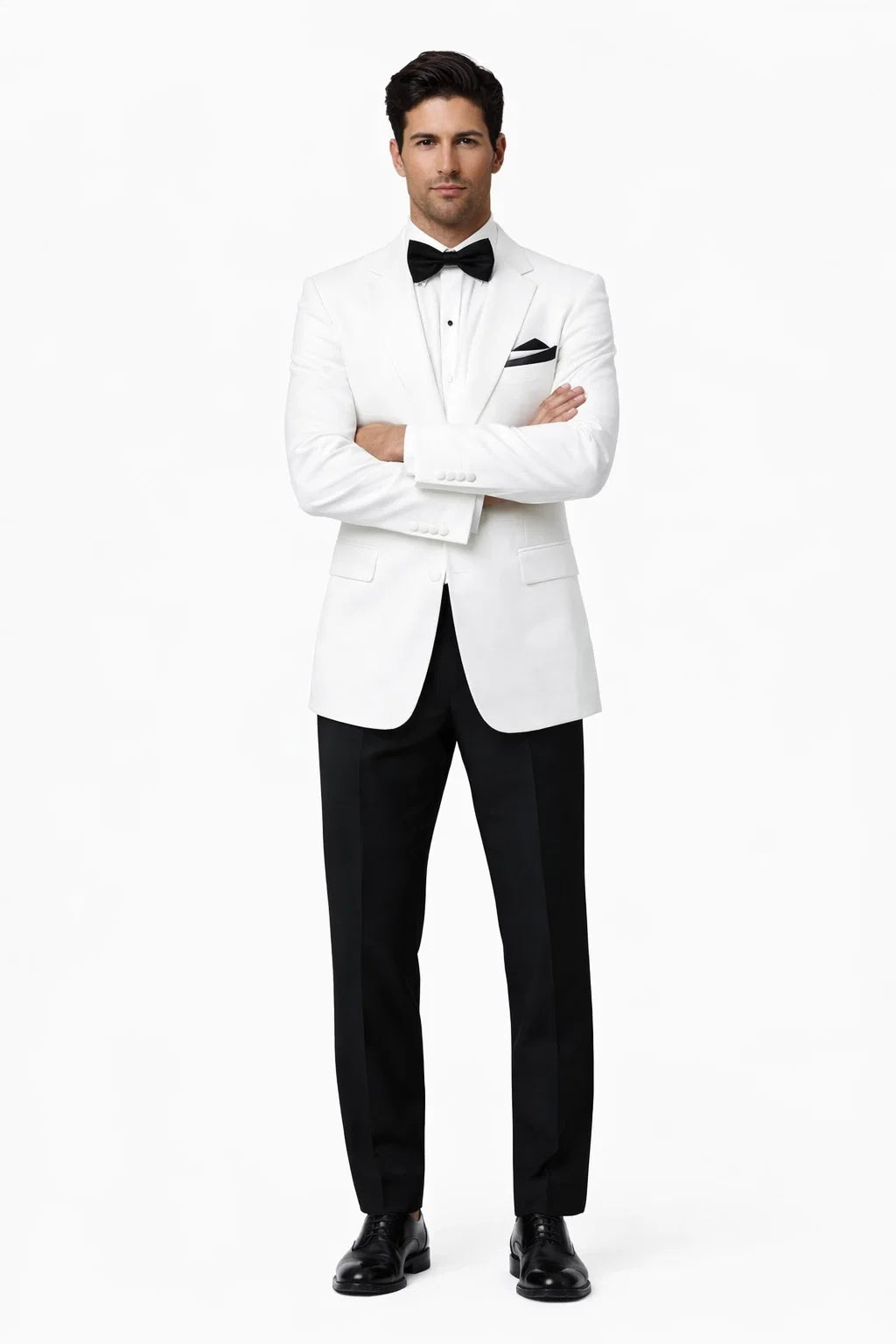 James Bond White Tuxedo - Wide Peak Lapel Collar