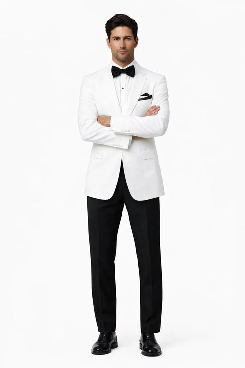 James Bond White Tuxedo - Wide Peak Lapel Collar