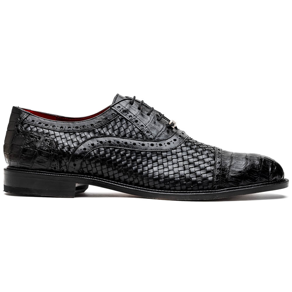 Marco Di Milano John Woven Caiman Crocodile Oxfords Black