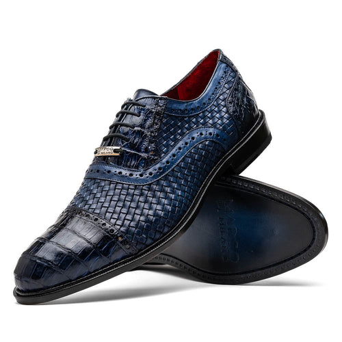 Marco Di Milano John Woven Caiman Crocodile Oxfords Navy