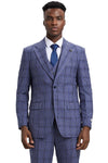 Men's Stacy Adams Two Button Vested Glen Plaid Check Suit in Light Purple Lavender