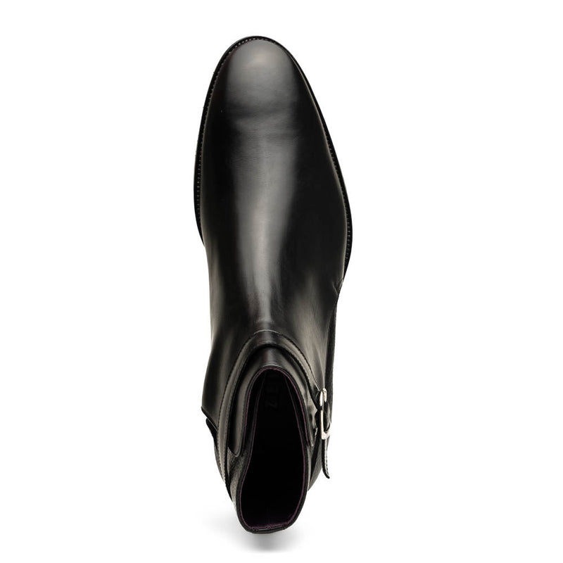 Zelli Jodphur Black Italian Calfskin Double Buckle Strap Boot