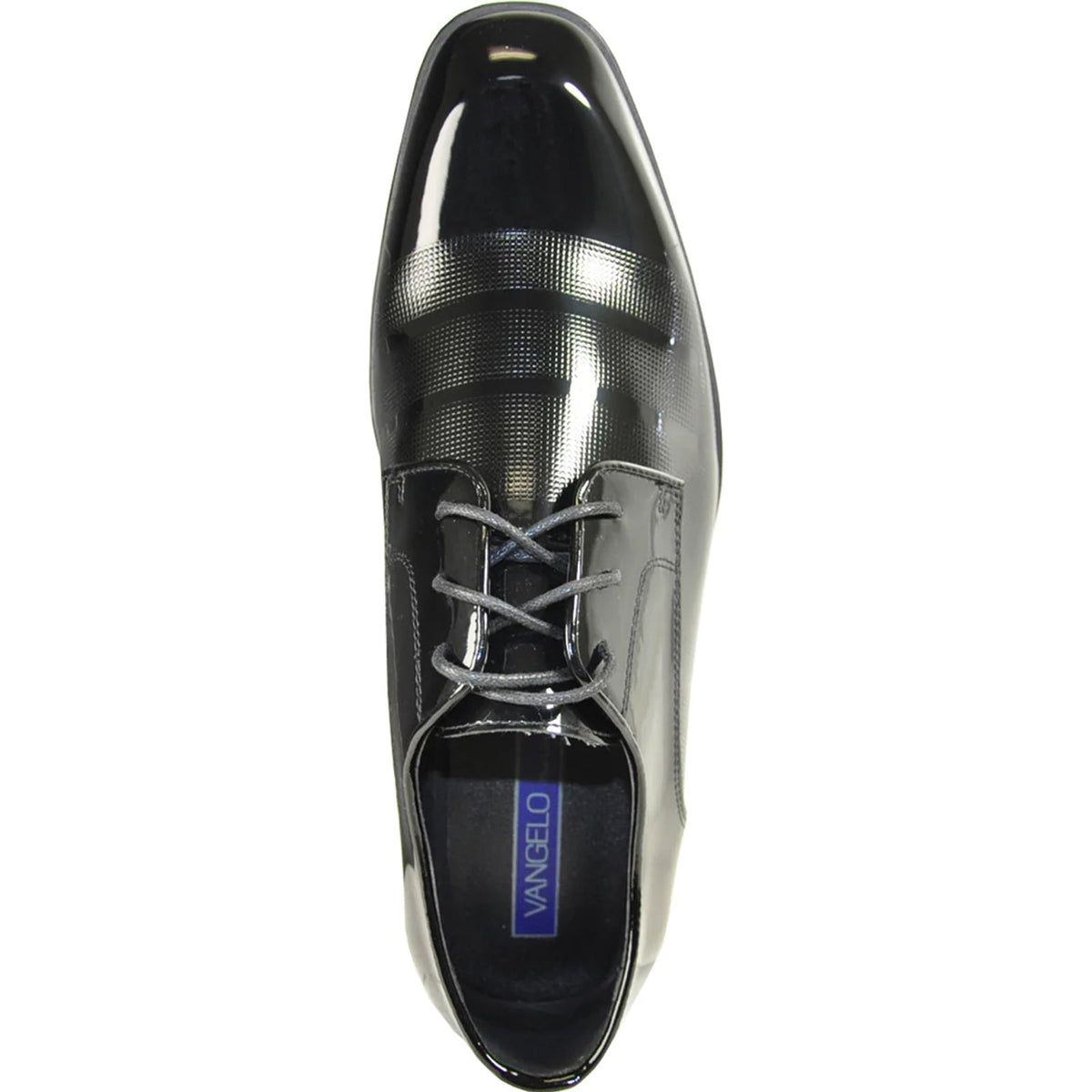 Bravo Mens Classic Patent Textured Tuxedo Oxford Lace Up Dress Shoe in Black