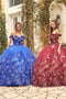 Juliet 1447 Off Shoulder 3D Floral Applique Sweet 16 Quince Ball Gown