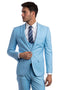 "Sky Blue Men's Skinny Wedding & Prom 2025 Suit - One Button Peak Lapel with Lowcut Vest"