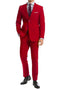 "Red Modern Fit Two-Button Men's Suit - Basic Style"