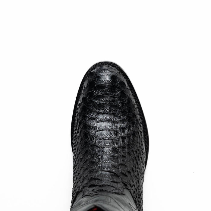 Marco Di Milano Kansas cowboy boots. Black python, round toe. Distinctive scale pattern on textured black skin.
