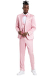 "Dusty Rose Men's Sharkskin Prom 2025 & Wedding Suit - One Button Vested Satin"