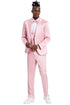 "Dusty Rose Men's Sharkskin Prom 2025 & Wedding Suit - One Button Vested Satin"