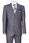 "Grey Windowpane Plaid Suit - Mens Modern Fit 2 Button"