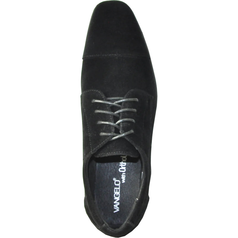 Bravo Mens Formal Suede Style Wedding & Prom Cap Toe Dress Shoe in Black