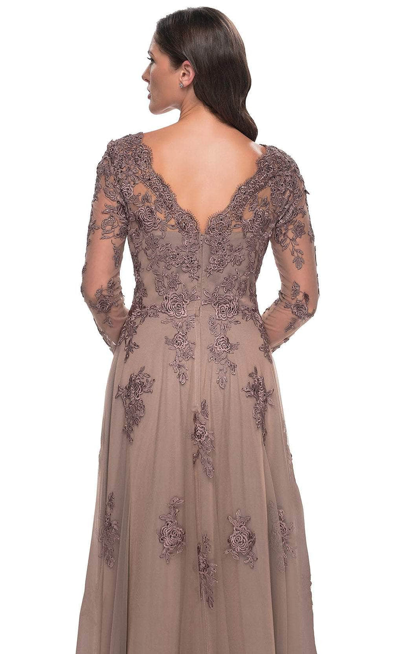La Femme 30795 Long Sleeve Tulle Evening Dress