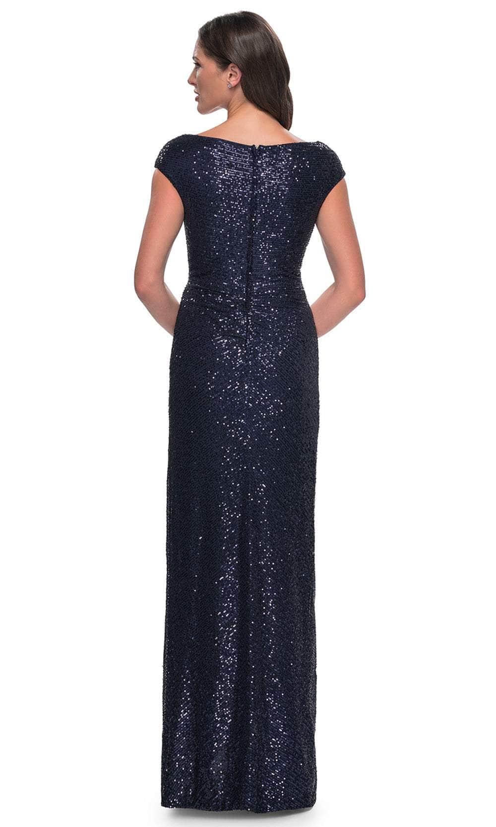 La Femme 30865 Ruched Sequin Evening Dress