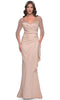 La Femme 31011 Illusion Satin Evening Gown
