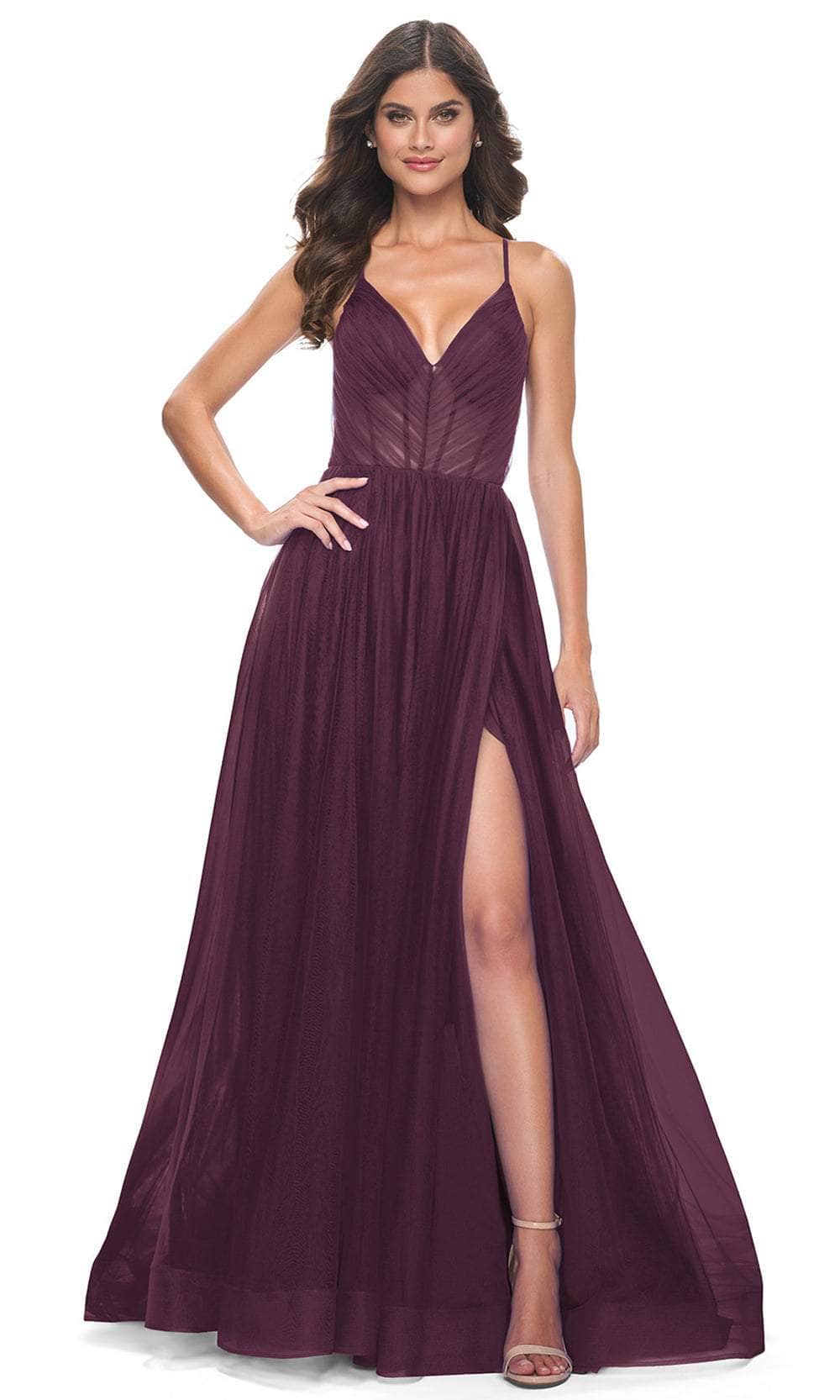 La Femme 31457 Spaghetti Strap Tulle A-Line Prom Dress