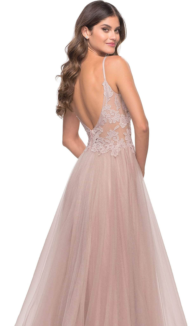 La Femme 31507 Lace High Slit Prom Dress