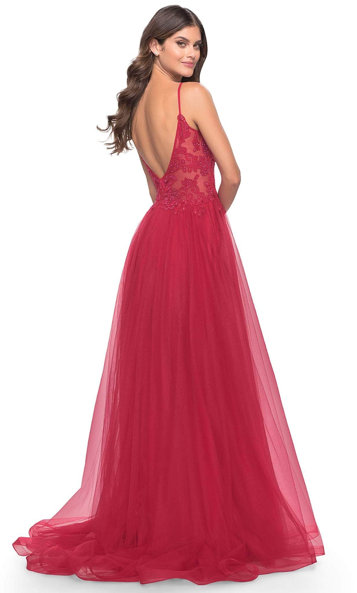 La Femme 31507 Lace High Slit Prom Dress
