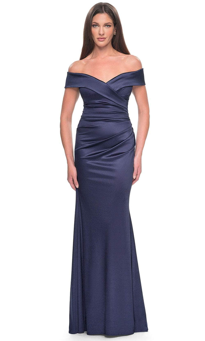 La Femme 31621 Off Shoulder Satin Evening Dress