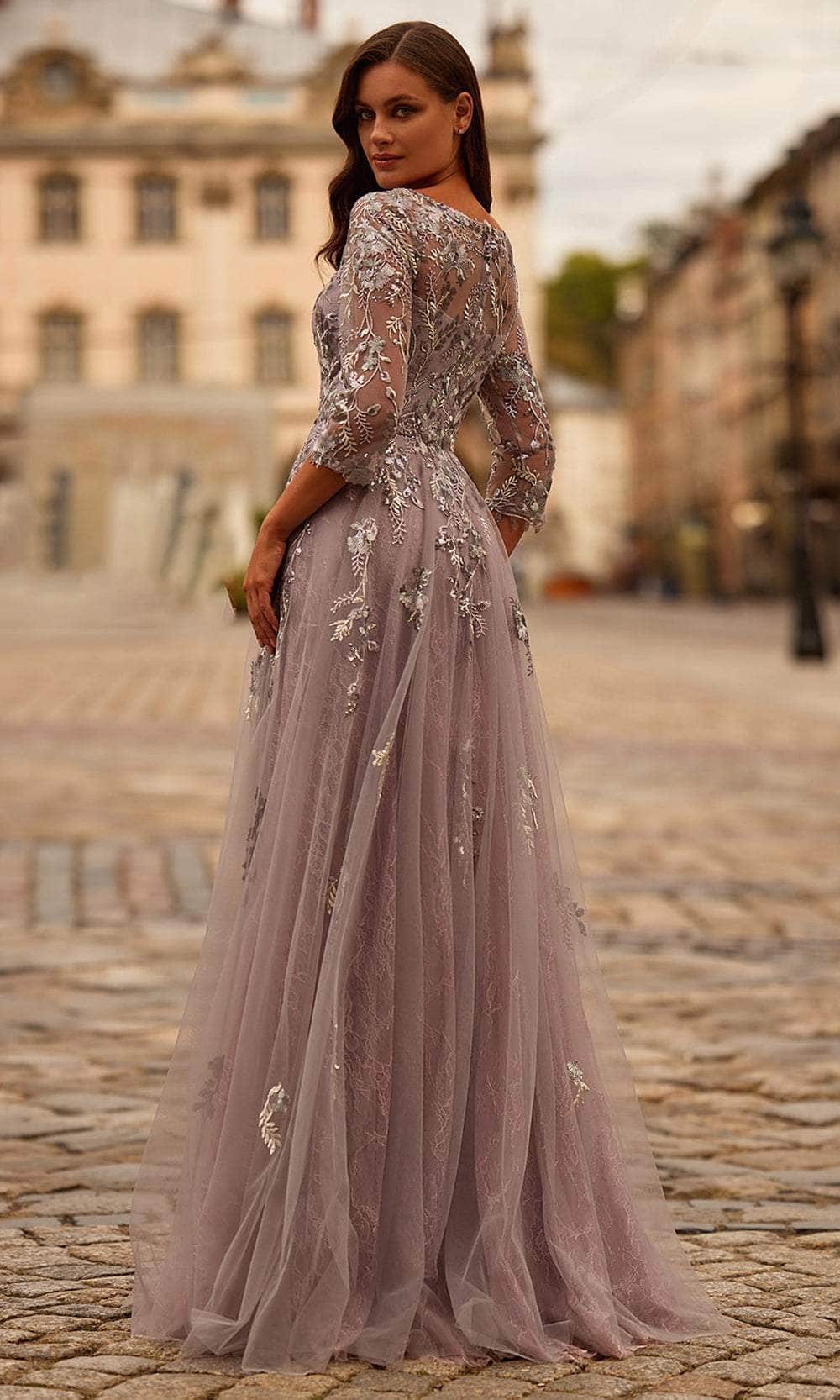 La Femme 31717 Lace Bodice Evening Gown