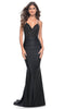 La Femme 31920 V-Neck Beaded Appliqued Prom Gown