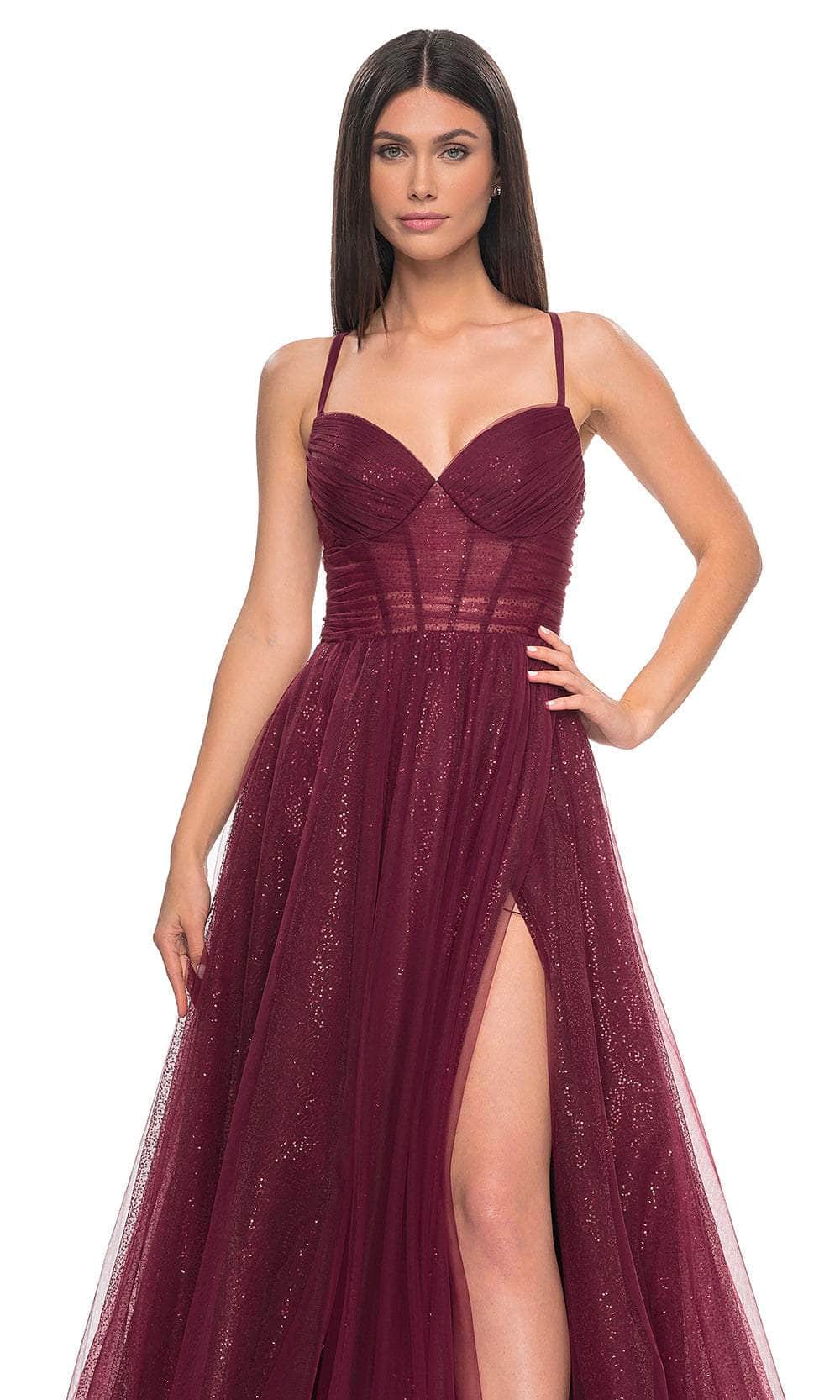 La Femme 31986 Sequined Sleeveless V-Neck Prom Dress