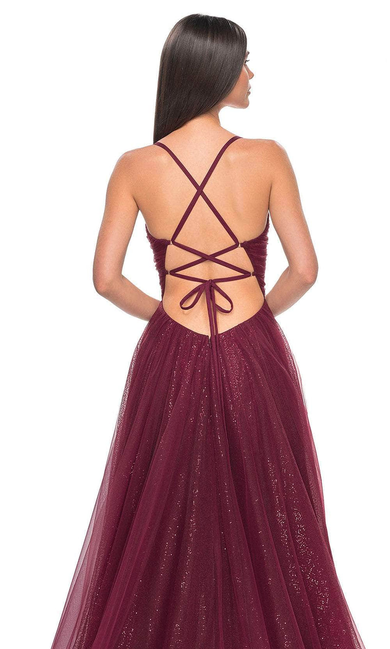 La Femme 31986 Sequined Sleeveless V-Neck Prom Dress