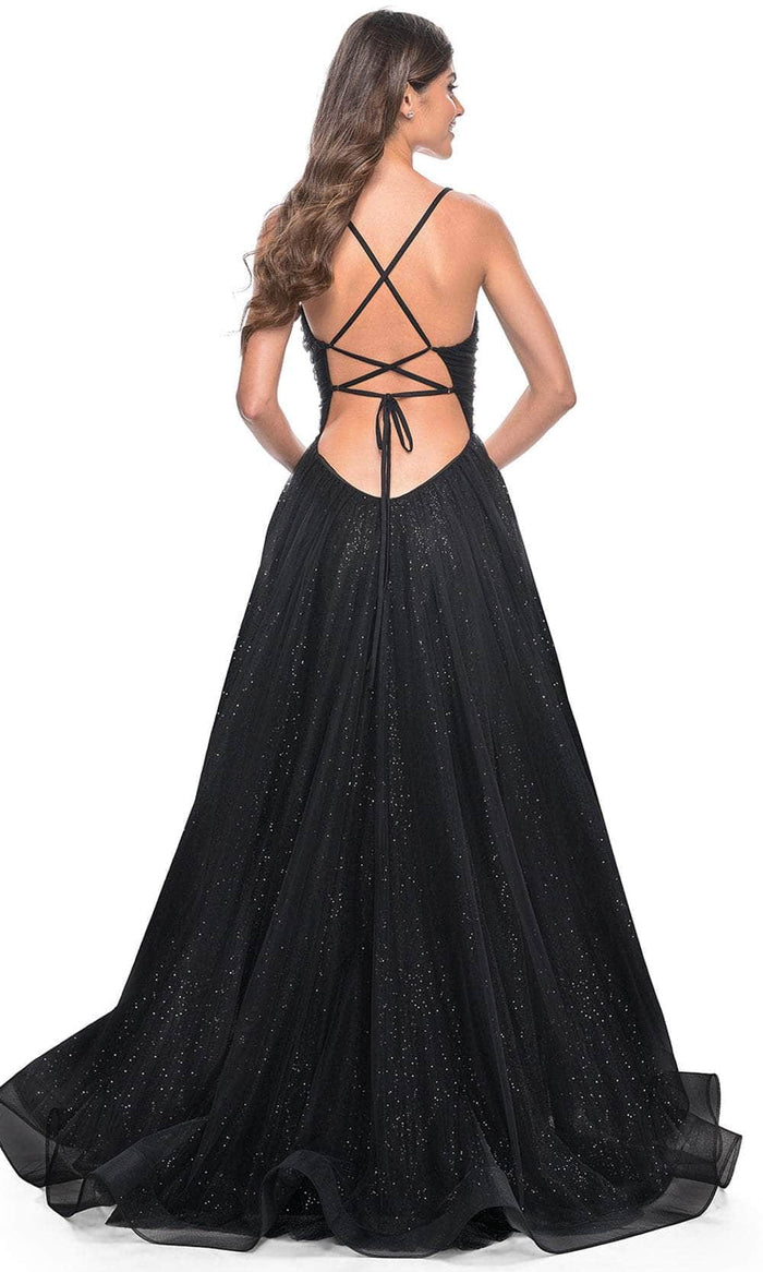 La Femme 31986 Sequined Sleeveless V-Neck Prom Dress