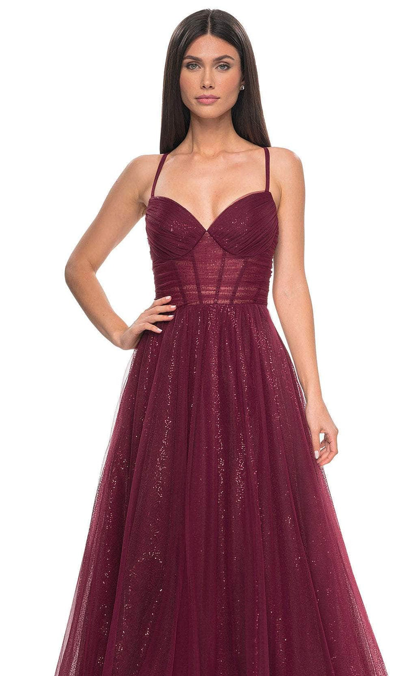 La Femme 31986 Sequined Sleeveless V-Neck Prom Dress