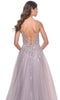 La Femme 31995 Plunging V-Neck Sequin Tulle Prom Gown