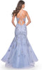 La Femme 32004 Deep V-Neck Embroidered Prom Gown